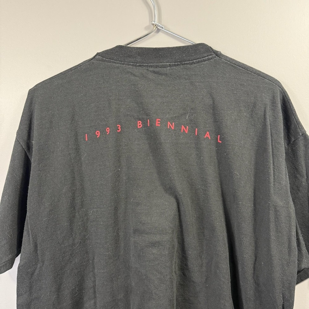 Vintage Fruit Of The Loom Shirt Mens XL Black 1993 Biennial Graphic Art Tee - Picture 5 of 8